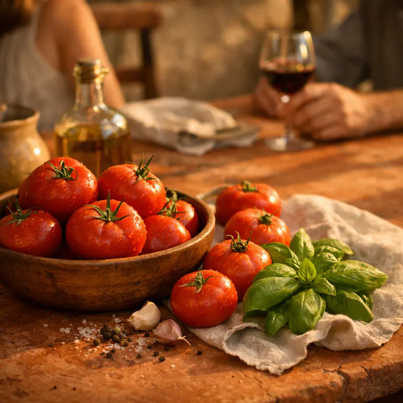 Tomaten und Basilikum