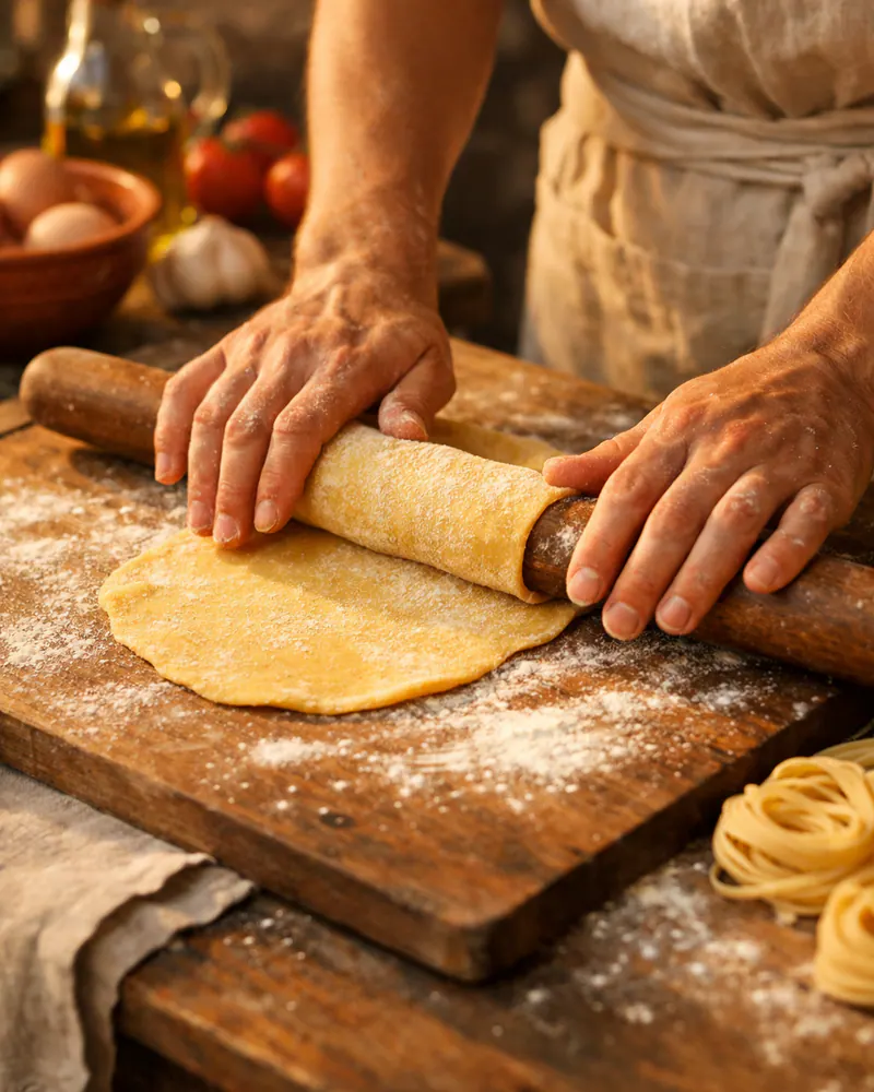 Pasta wird gemacht